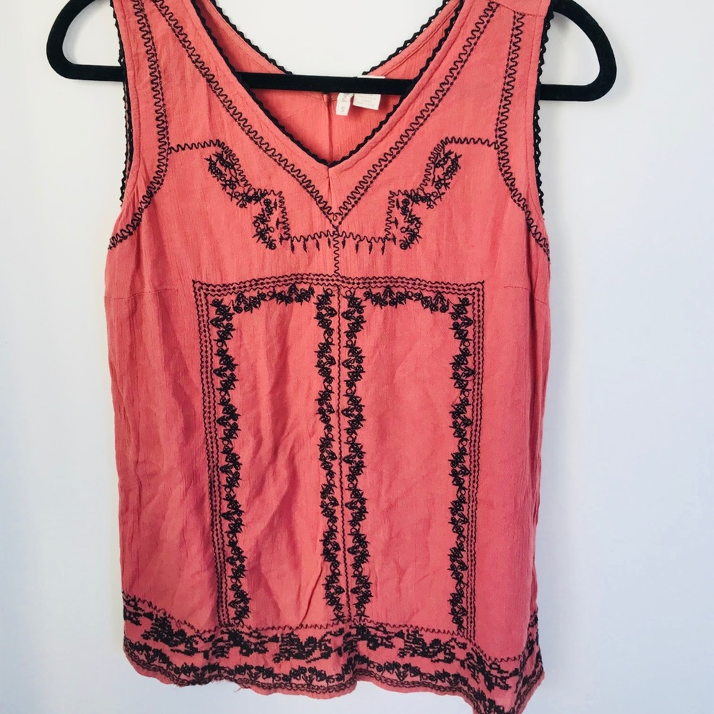 Orange and Black Boho Tank